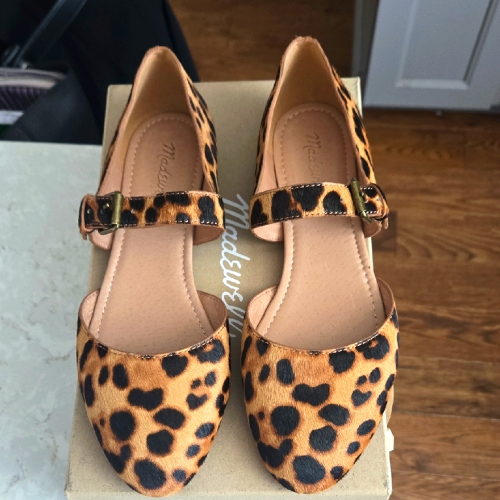 Madewell Leopard Print Ankle Strap Flats